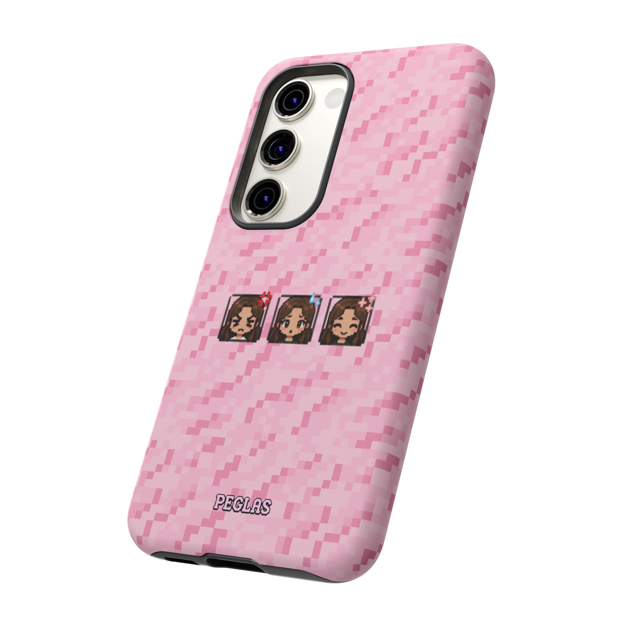 Pixel Girl Emojis Pink Tough Phone Case