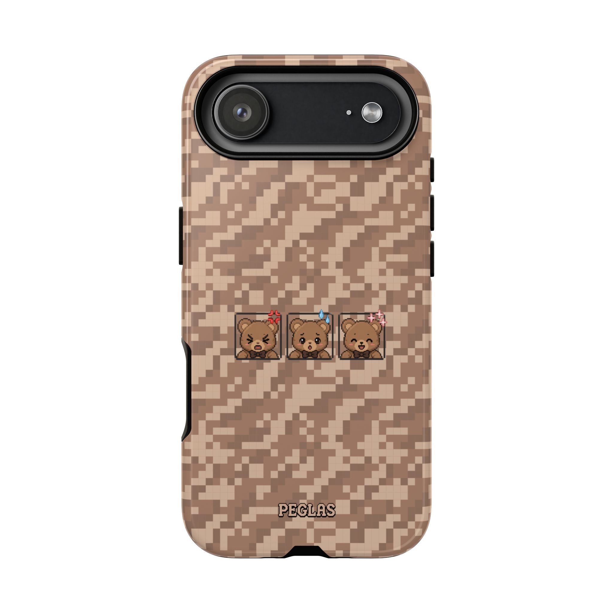 Pixel Teddy Emojis Brown Tough Phone Case