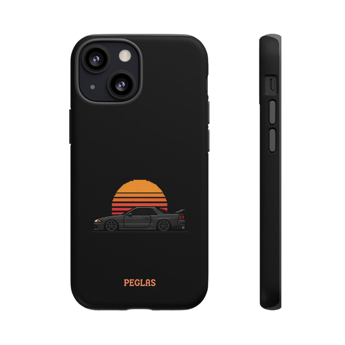 Vintage Black Sports Car Phone Case — Retro Sunset Design