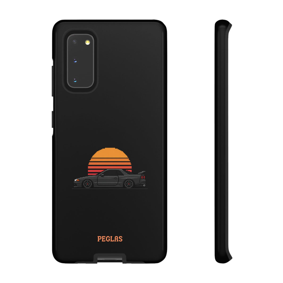 Vintage Black Sports Car Phone Case — Retro Sunset Design
