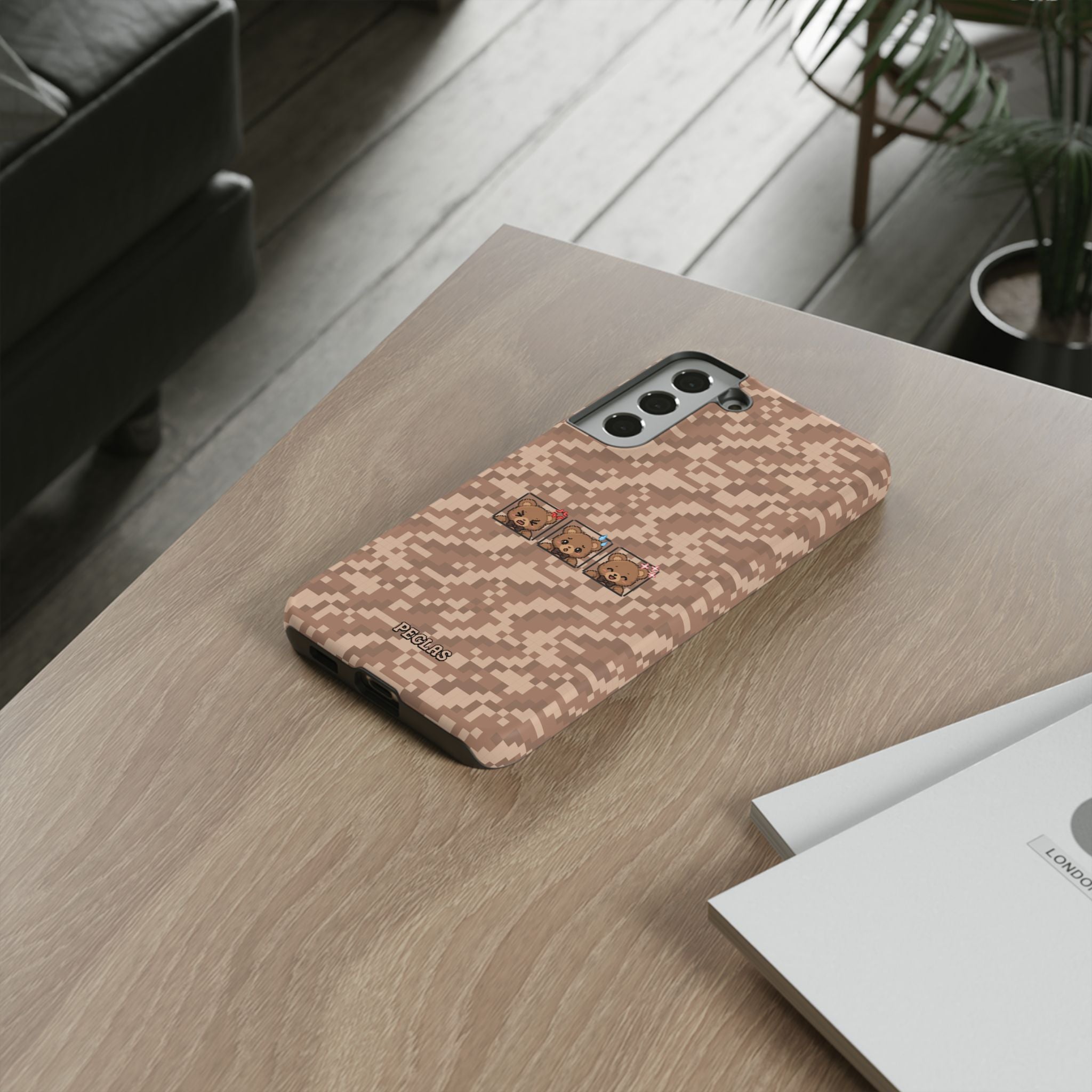 Pixel Teddy Emojis Brown Tough Phone Case