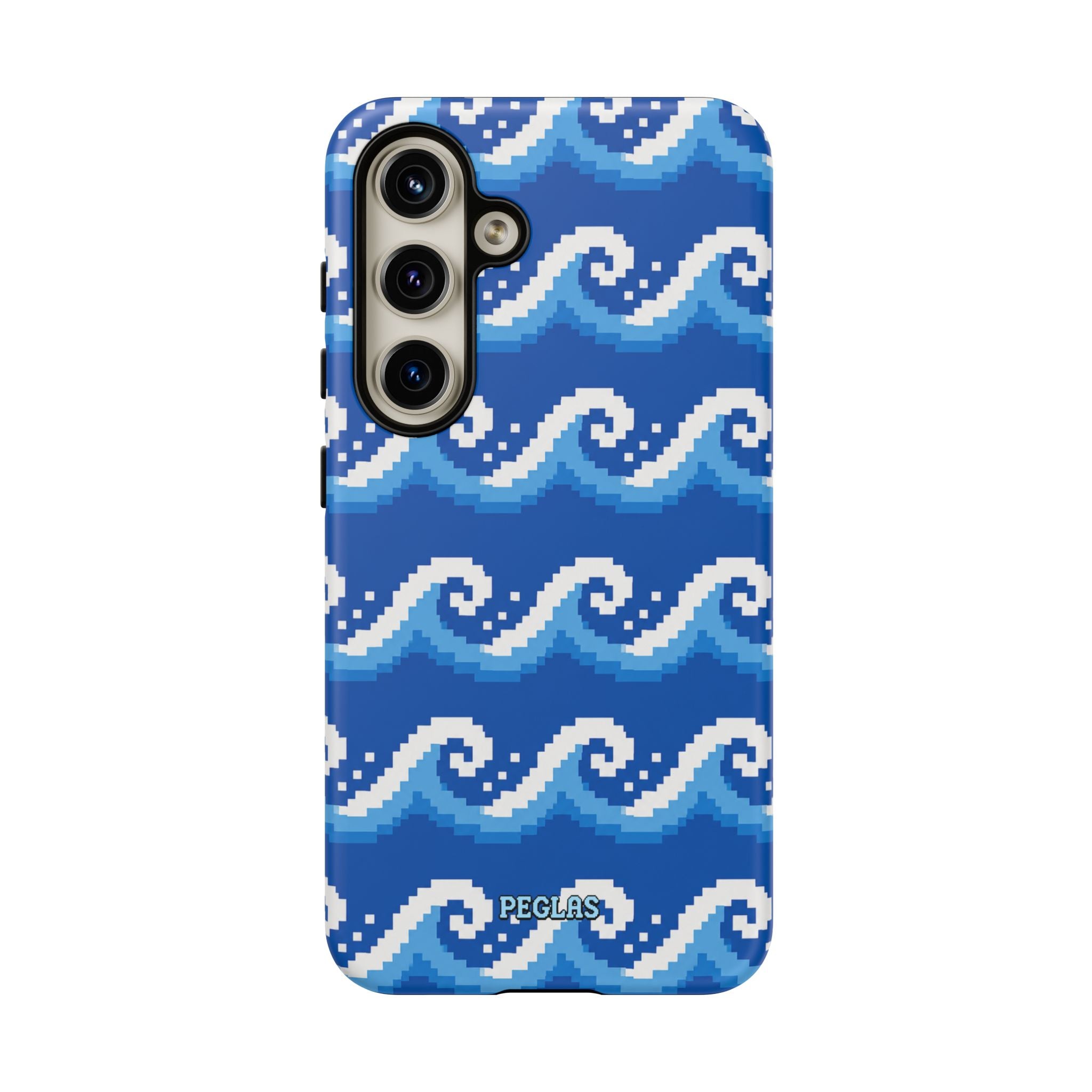 Pixel Wave Phone Case — Blue Ocean Retro Pixel Art iPhone Cover
