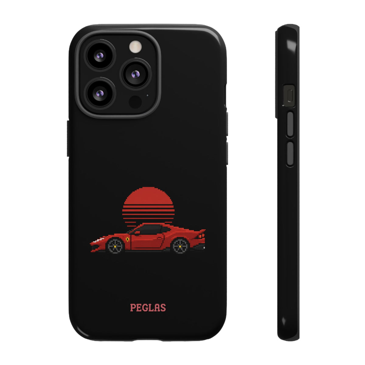 Vintage Red Sports Car Phone Case – Retro Sunset Design