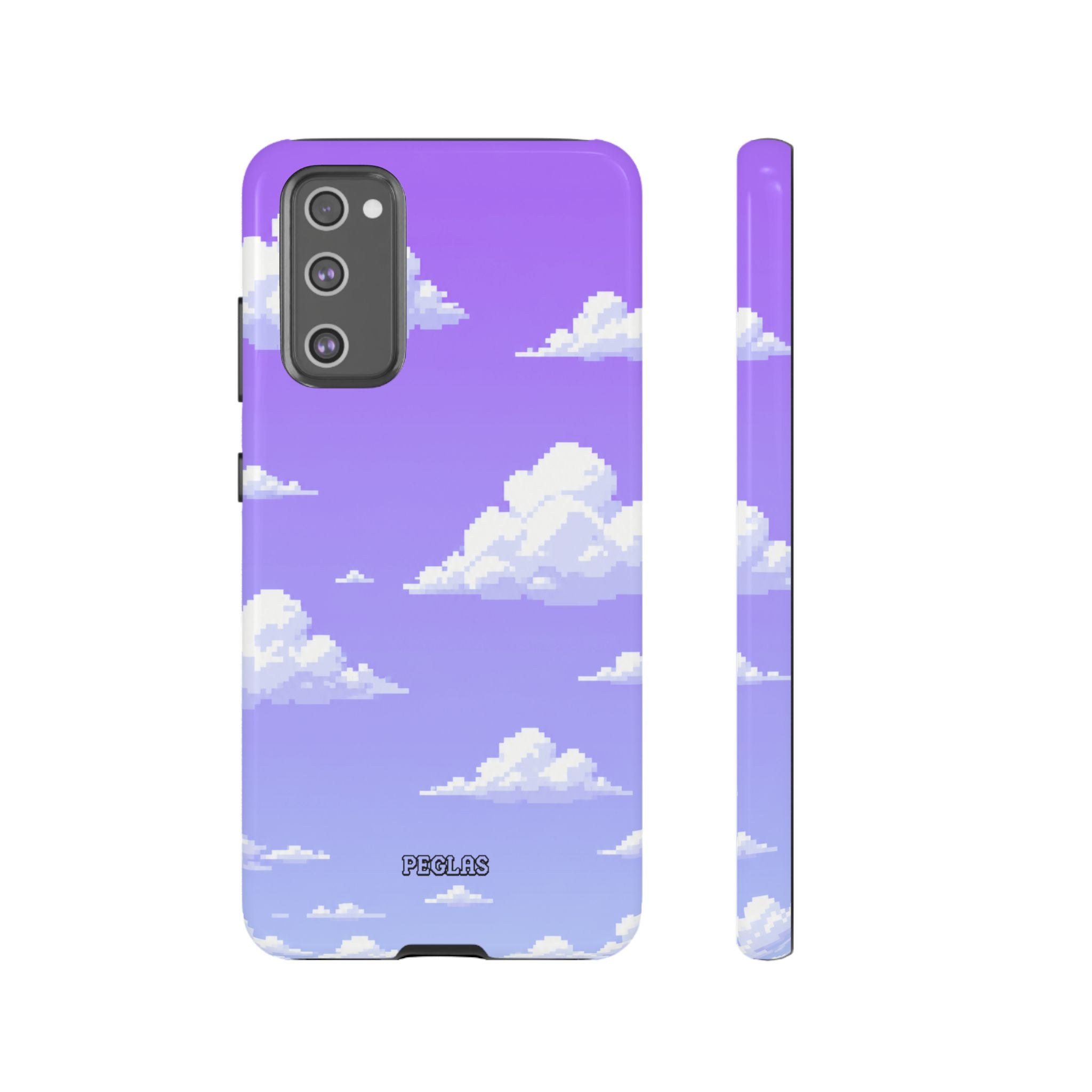 Purple Sky Cloud Phone Case — Pixel Cloud Pattern Tough Case
