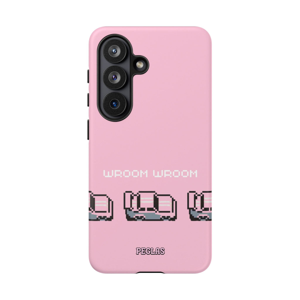 Pink Retro Pixel Cars Phone Case — "Wroom Wroom" Tough Protective Cover