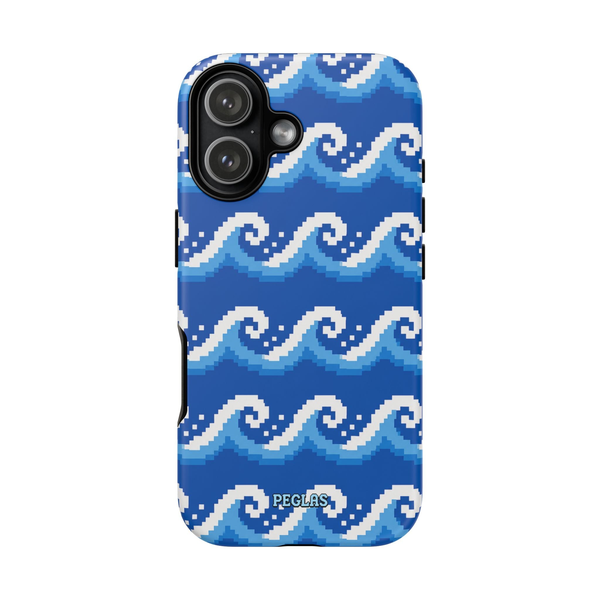 Pixel Wave Phone Case — Blue Ocean Retro Pixel Art iPhone Cover