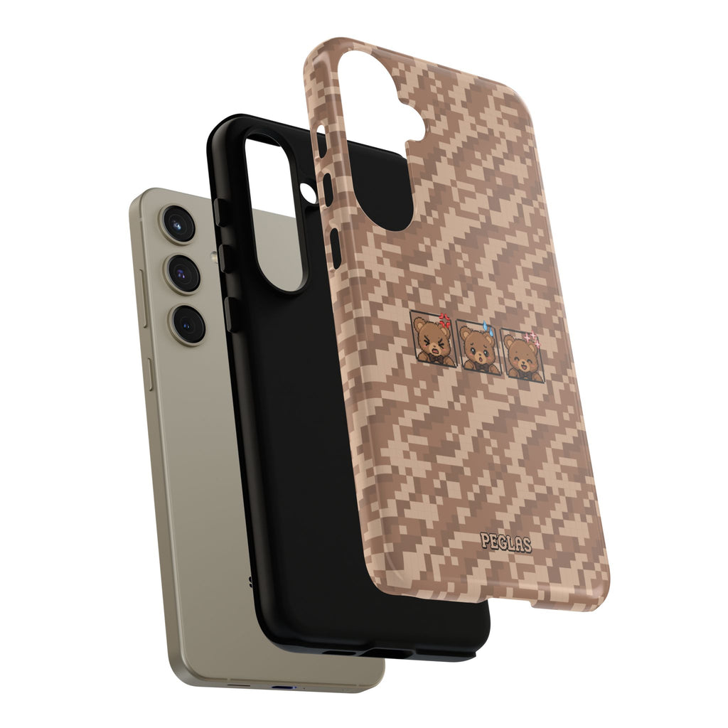 Pixel Teddy Emojis Brown Tough Phone Case