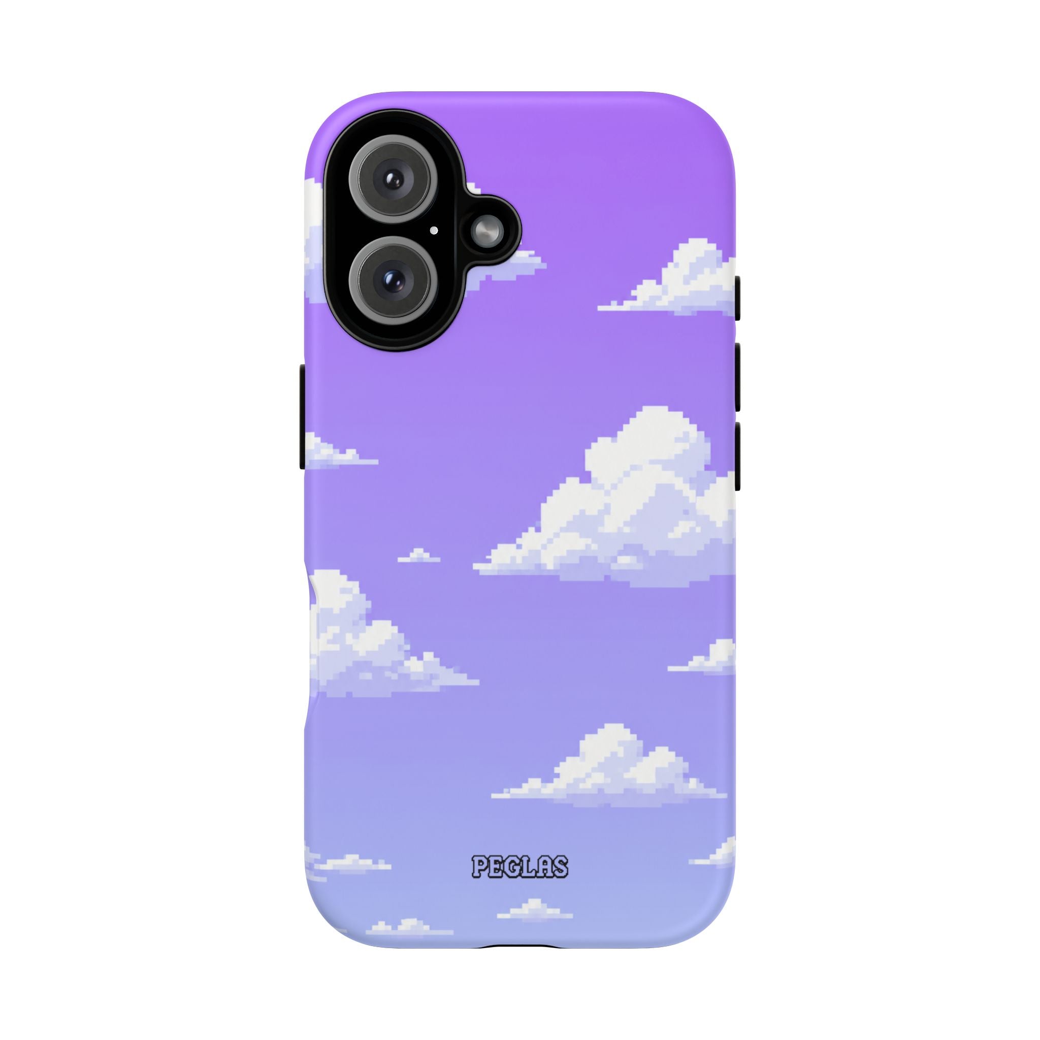 Purple Sky Cloud Phone Case — Pixel Cloud Pattern Tough Case