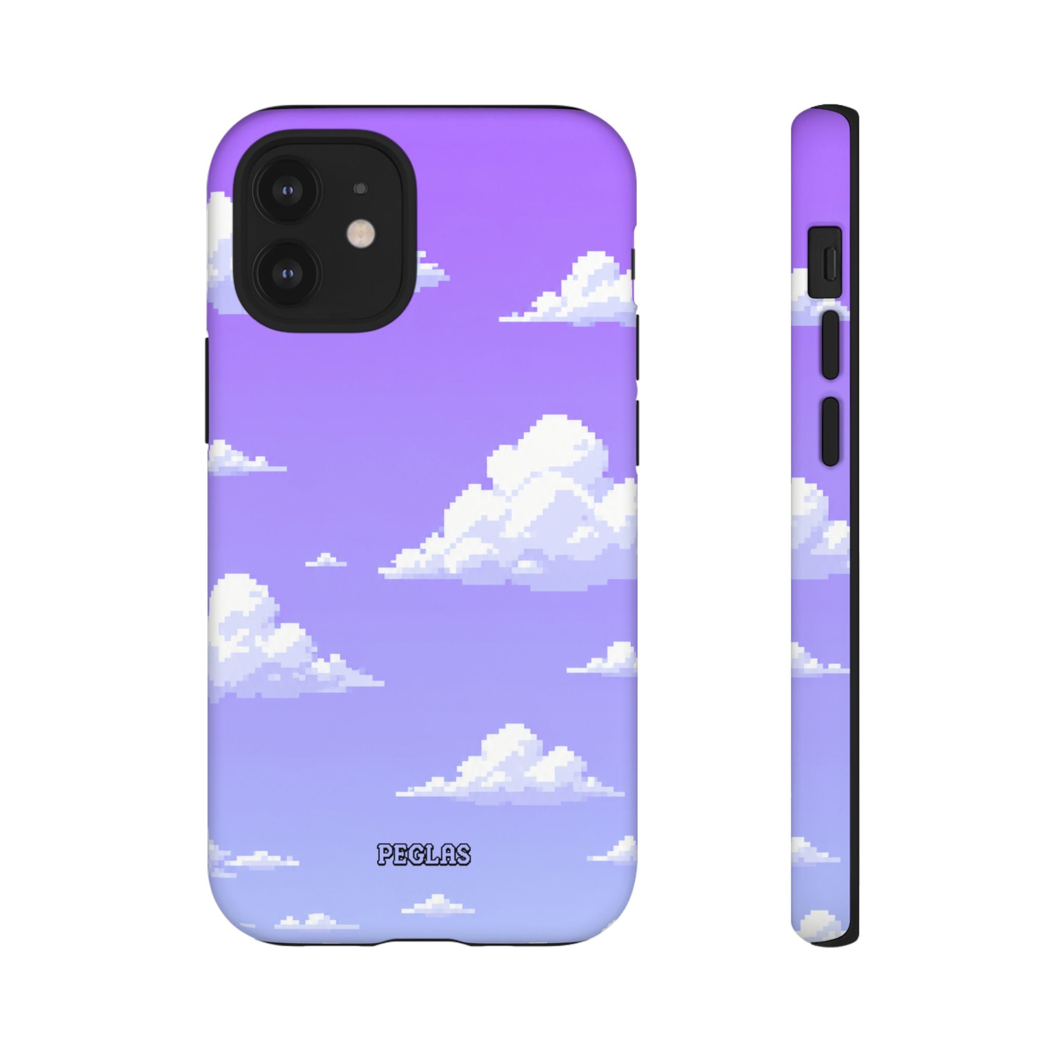 Purple Sky Cloud Phone Case — Pixel Cloud Pattern Tough Case