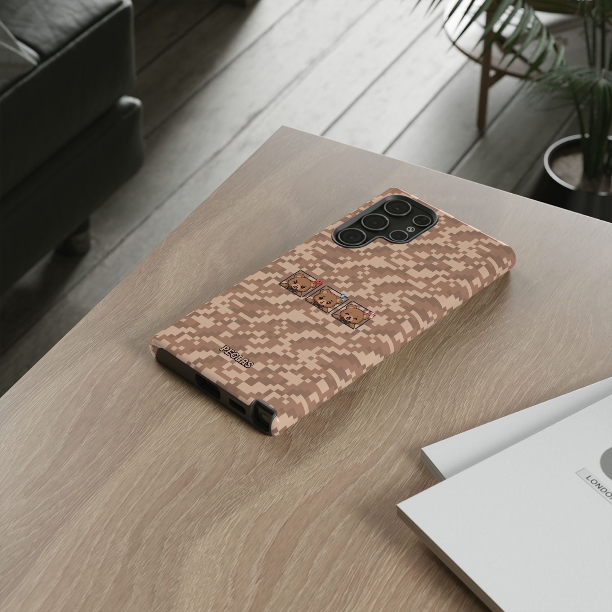 Pixel Teddy Emojis Brown Tough Phone Case
