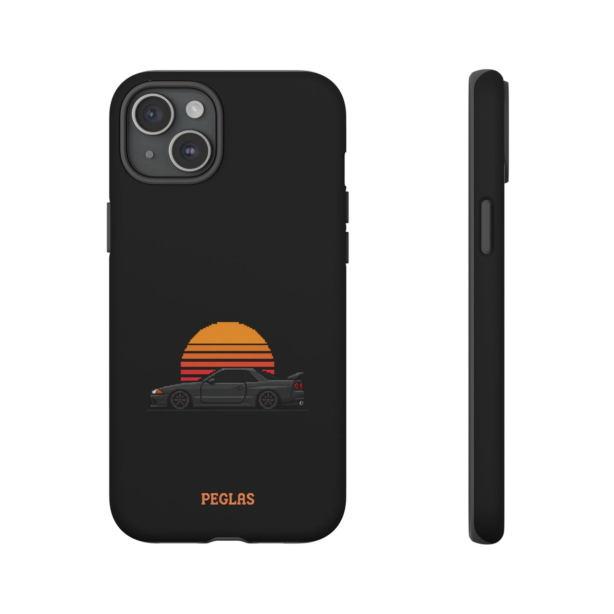 Vintage Black Sports Car Phone Case — Retro Sunset Design