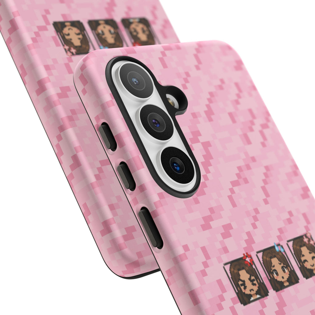 Pixel Girl Emojis Pink Tough Phone Case