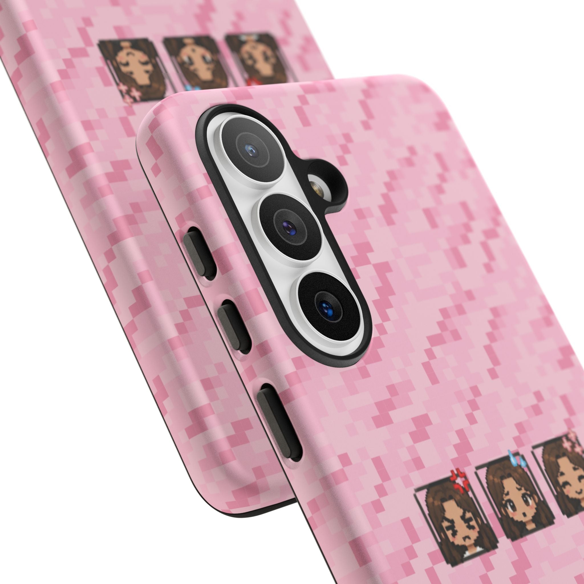 Pixel Girl Emojis Pink Tough Phone Case
