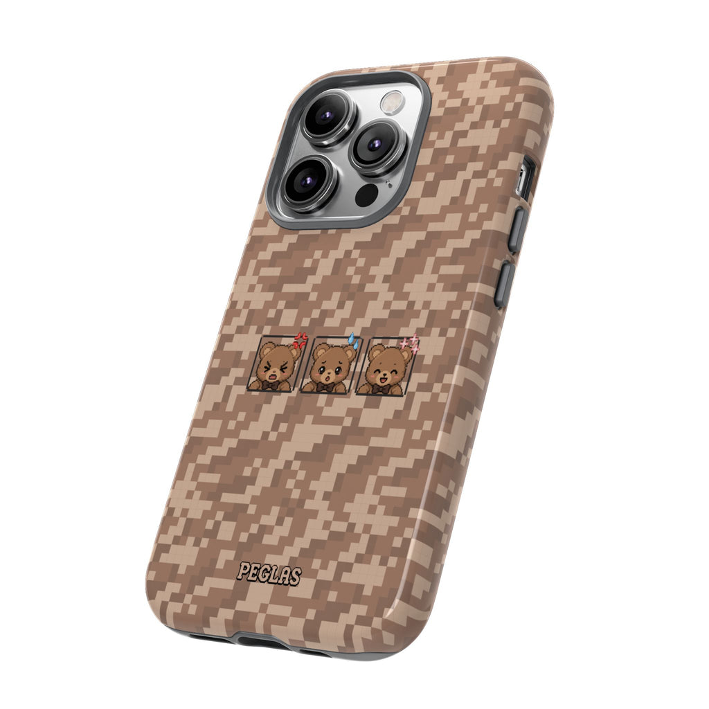 Pixel Teddy Emojis Brown Tough Phone Case