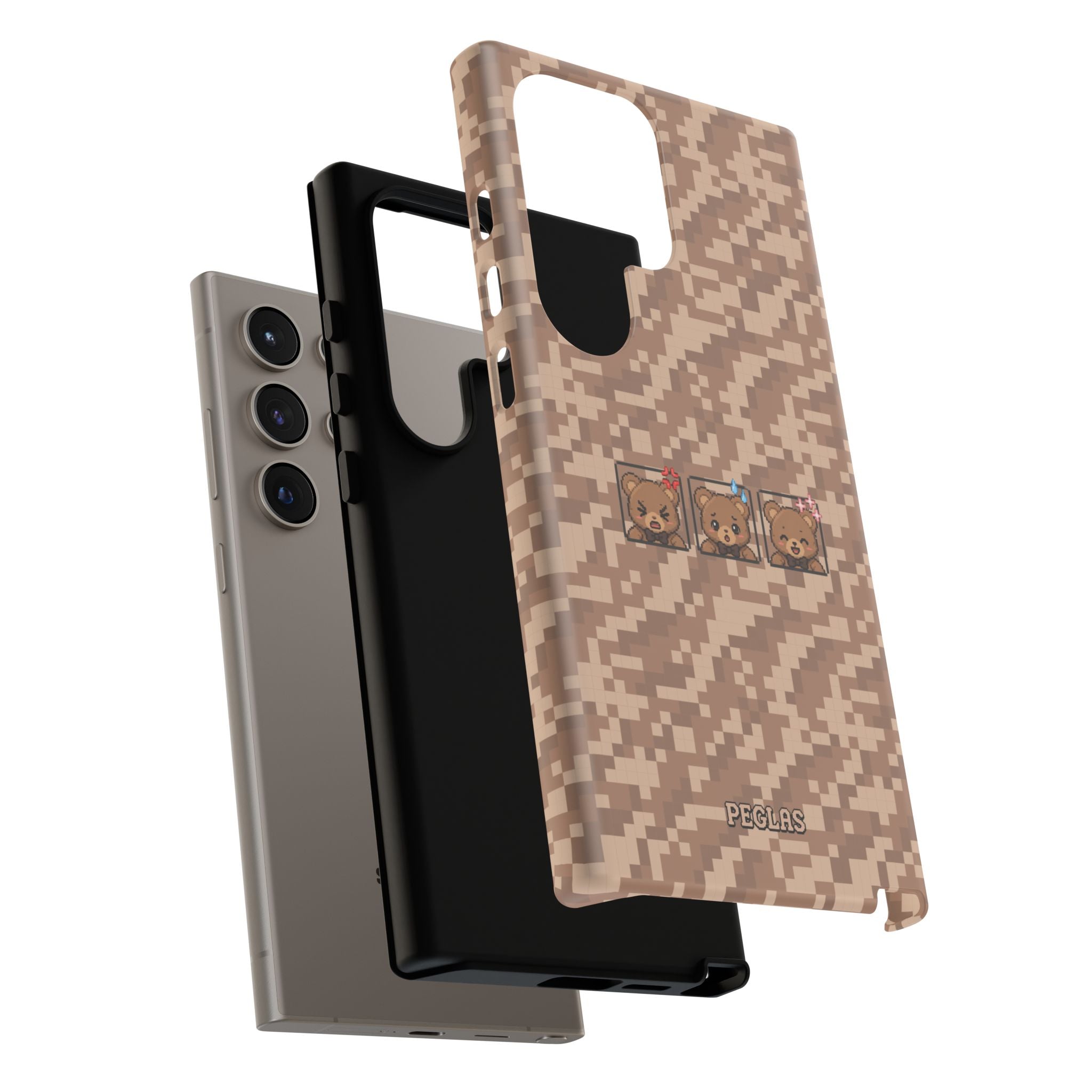 Pixel Teddy Emojis Brown Tough Phone Case