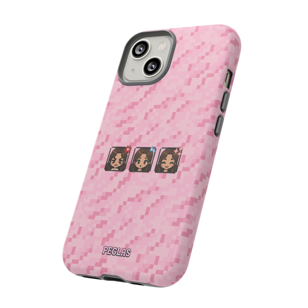 Pixel Girl Emojis Pink Tough Phone Case