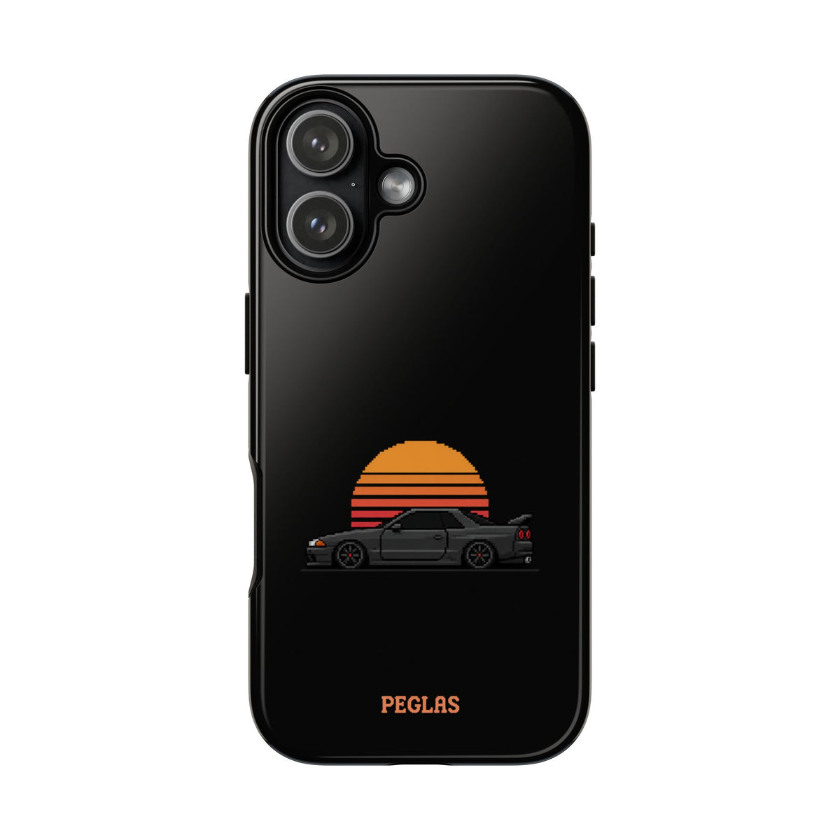Vintage Black Sports Car Phone Case — Retro Sunset Design