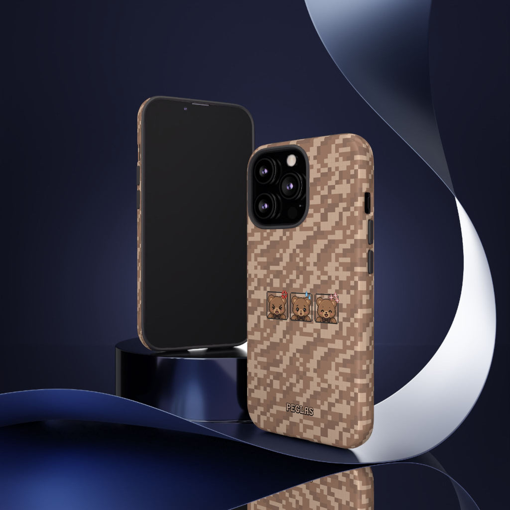 Pixel Teddy Emojis Brown Tough Phone Case