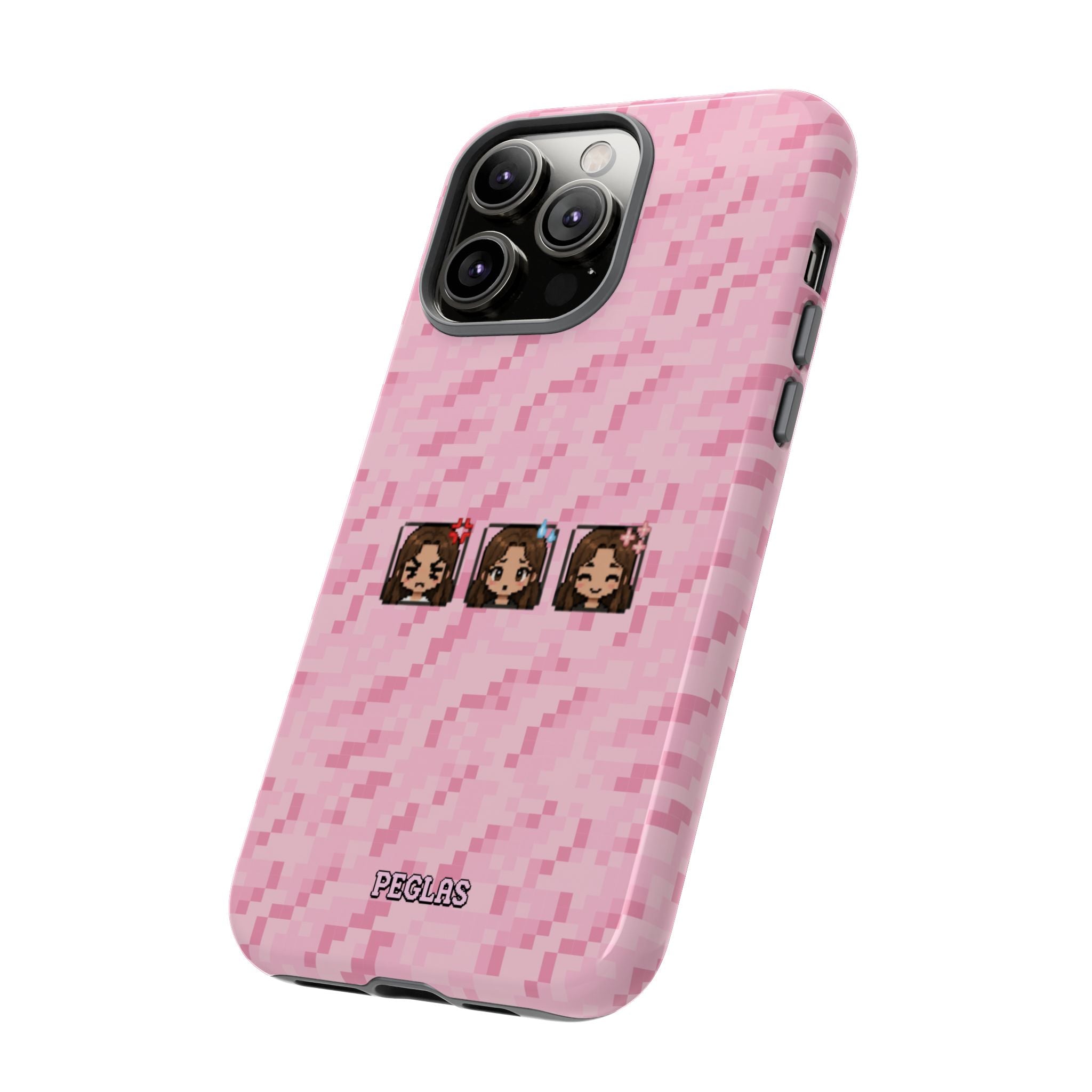 Pixel Girl Emojis Pink Tough Phone Case
