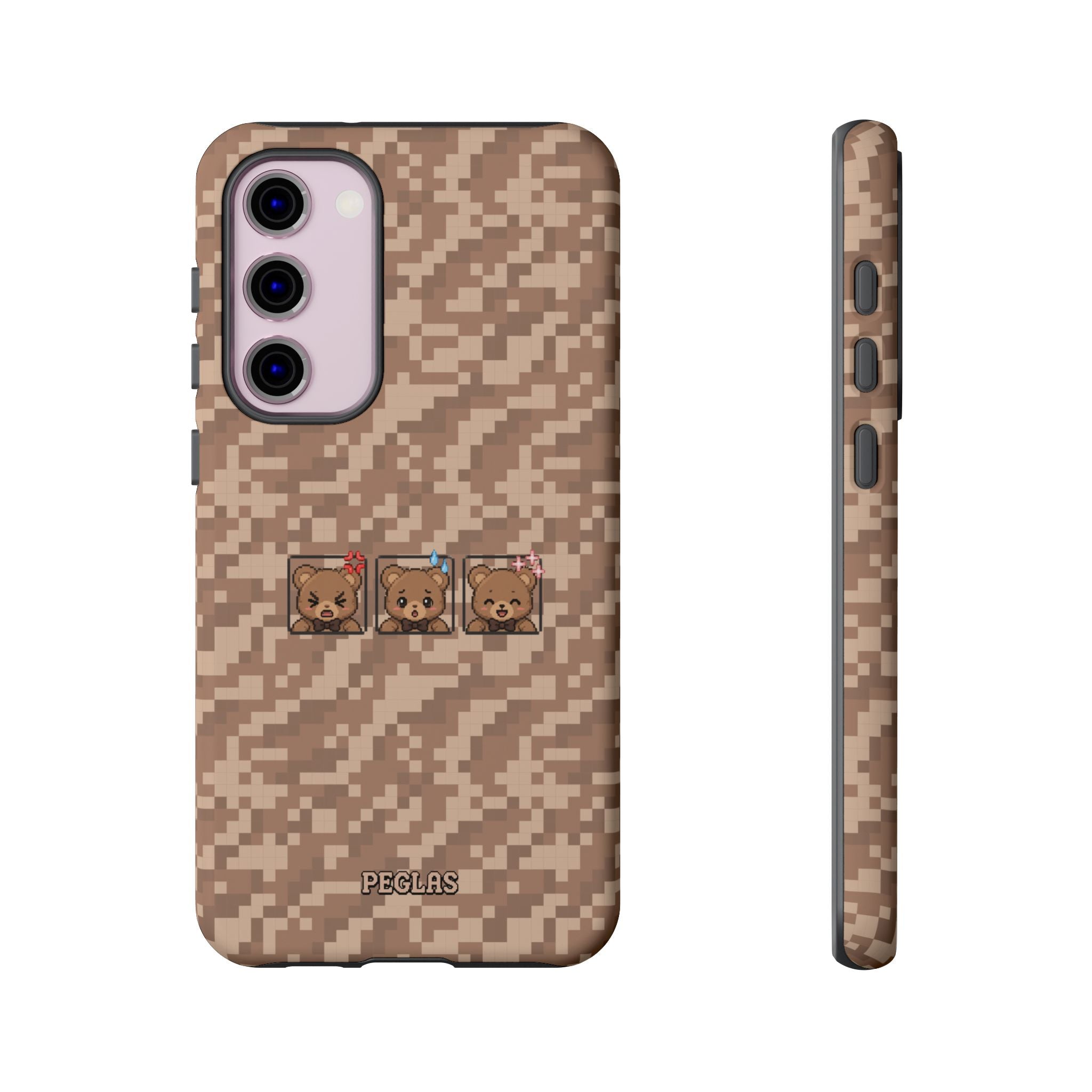 Pixel Teddy Emojis Brown Tough Phone Case