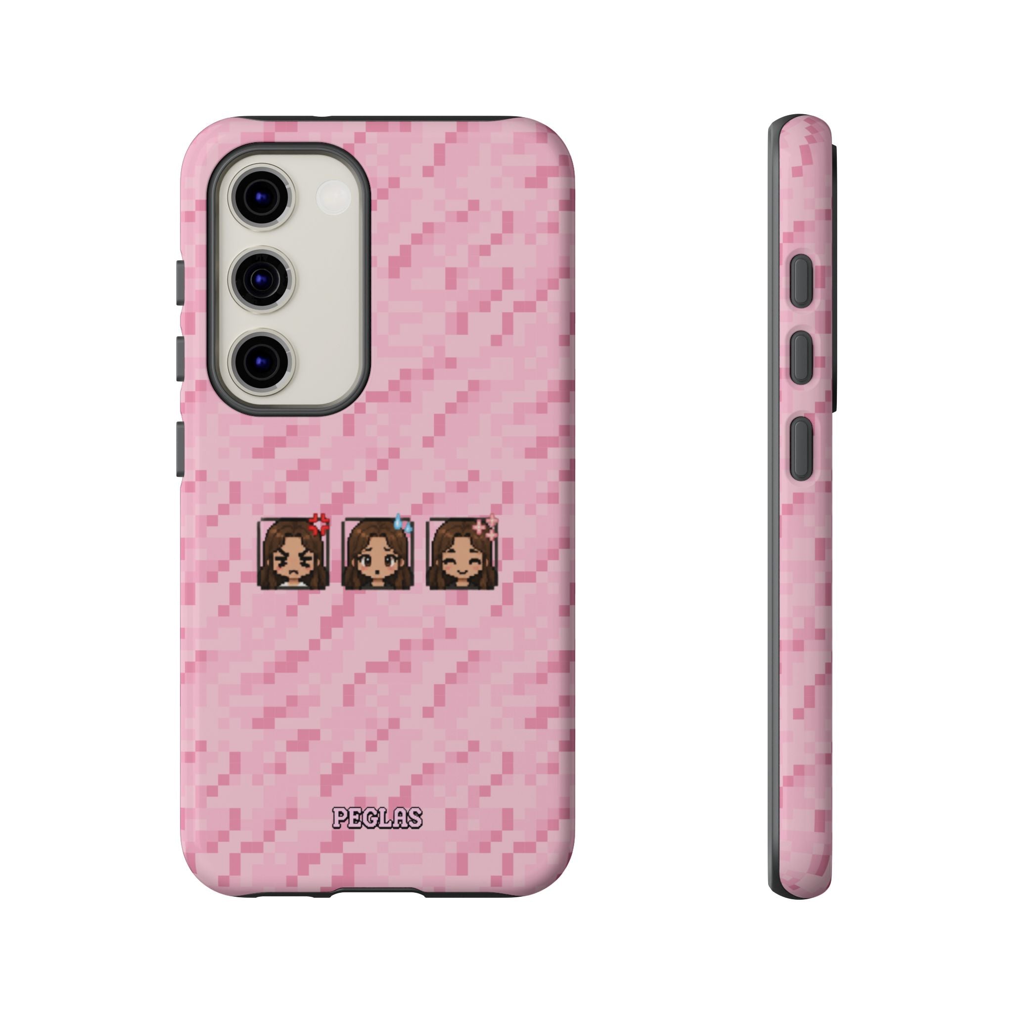 Pixel Girl Emojis Pink Tough Phone Case