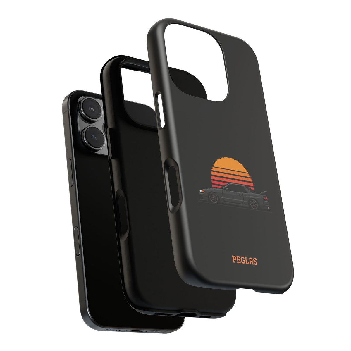 Vintage Black Sports Car Phone Case — Retro Sunset Design