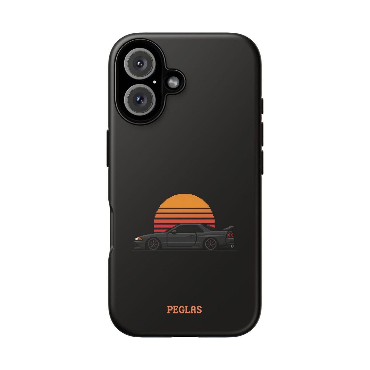 Vintage Black Sports Car Phone Case — Retro Sunset Design